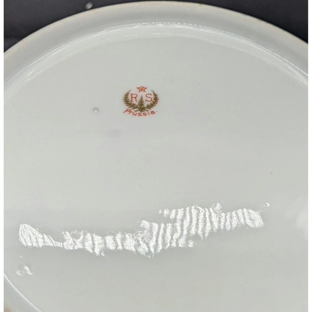 Antique RS Prussia Embossed Porcelain Pink Yellow Rose 11